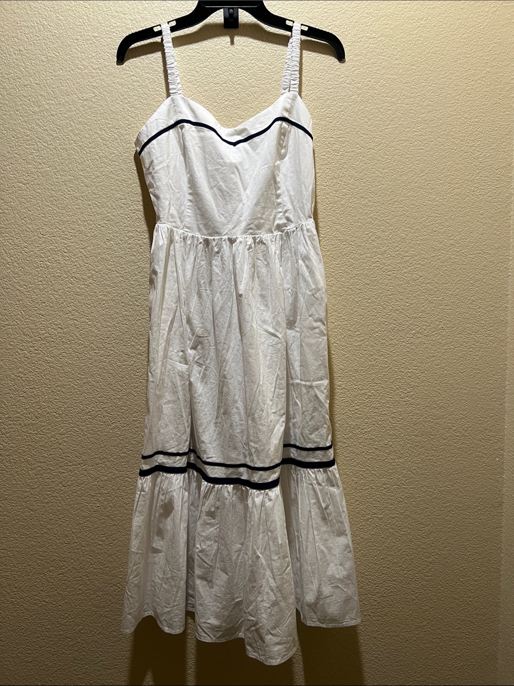 White Sundress with Navy Trim